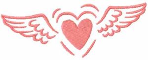 Heart with wings embroidery design
