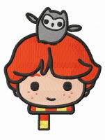 Ron with Pigwidgeon embroidery design