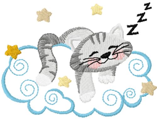 Cat sleeping on a cloud free embroidery design