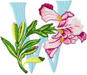 Iris-Buchstabe W-Stickdesign