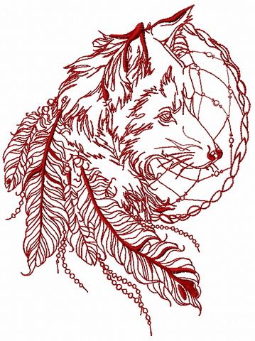 Fox and dreamcatcher 3 machine embroidery design