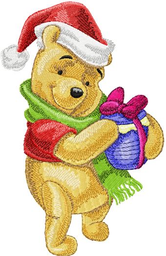 Winnie Pooh with Christmas Honey machine embroidery design