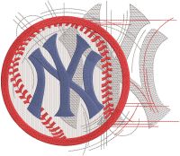 New York Yankees modern sketch logo embroidery design