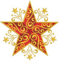 Christmas gold star embroidery design