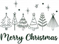 Christmas trees sketch embroidery design