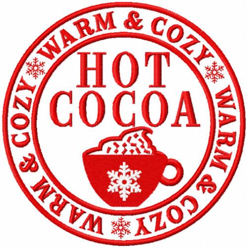 Hot cocoa warm and cozy embroidery design