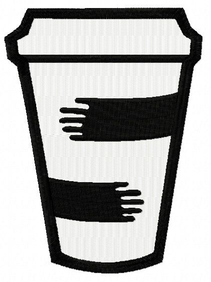 Coffee cup machine embroidery design