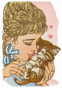 Beloved kitten embroidery design