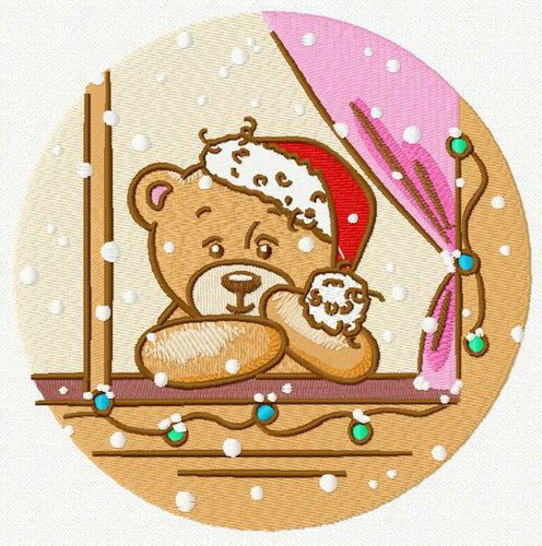 Waiting for Christmas machine embroidery design