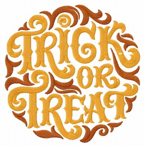 Trick or treat machine embroidery design