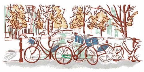 Bicycle trip machine embroidery design