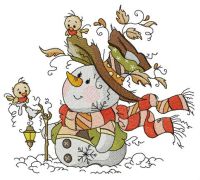 Stylish snowman embroidery design