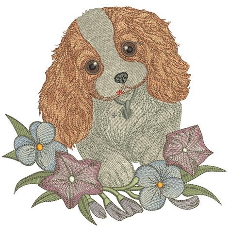 Cocker Spaniel puppy machine embroidery design