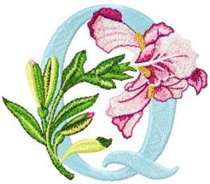 Iris Letter Q embroidery design