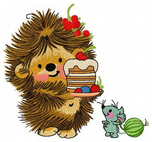 Hedgehog's birthday 3 machine embroidery design