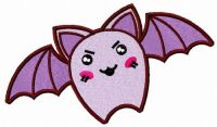 Angry purple bat embroidery design