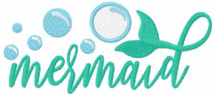 Mermaid script embroidery design