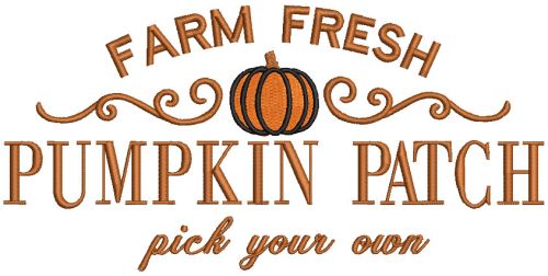 Farm fresh pumpkin patch embroidery design