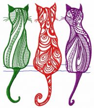 Three cats embroidery design