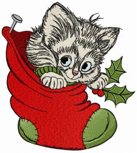 Adorable kitten embroidery design