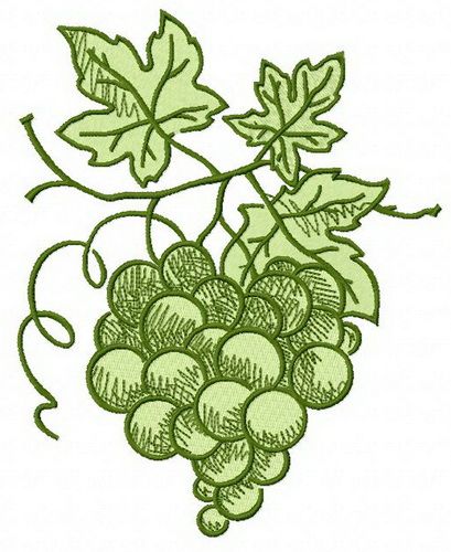 Green grapes machine embroidery design