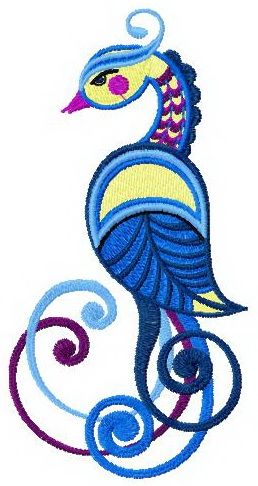 Fantastic sky firebird machine embroidery design