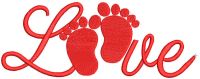 Love baby foots embroidery design