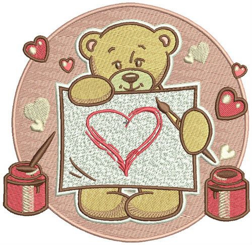 Teddy's painting machine embroidery design