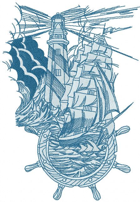 Marine collage machine embroidery design