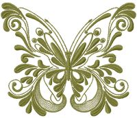 Vintage green butterfly embroidery design
