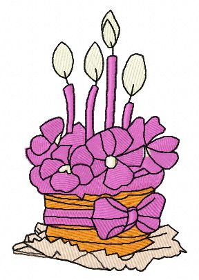 Birthday cake machine embroidery design