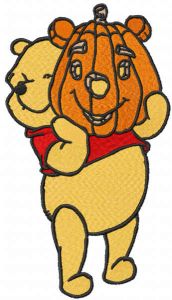 Pooh with Halloween pumpkin embroidery design