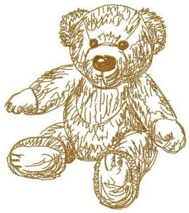 Old bear toy 6 embroidery design