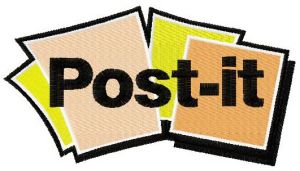 Post-it logo embroidery design