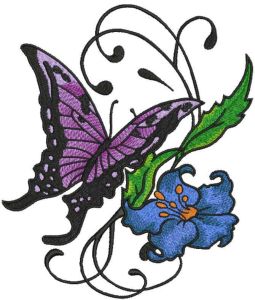Vintage butterfly and flower