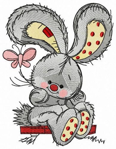 Bunny swinging on teeter 5 machine embroidery design