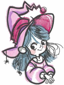 Tattered halloween witch embroidery design
