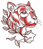 Cautious predator embroidery design