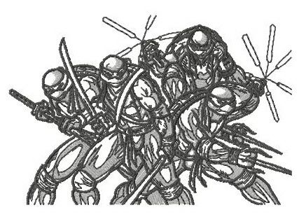 Teenage Mutant Ninja Turtles sketch machine embroidery design