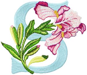 Iris Letter S embroidery design