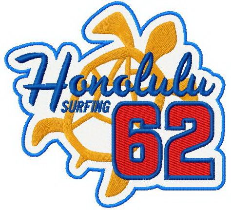 Honolulu surfing 62 machine embroidery design