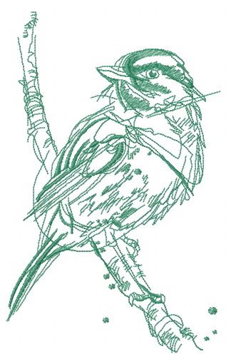 Robin bird sketch machine embroidery design