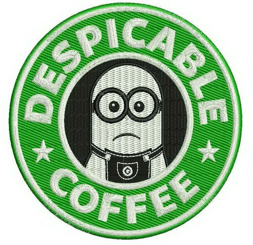 Despicable coffee machine embroidery design