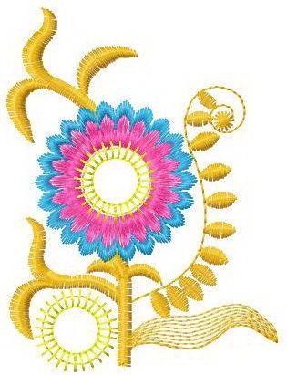 Rainbow flower machine embroidery design