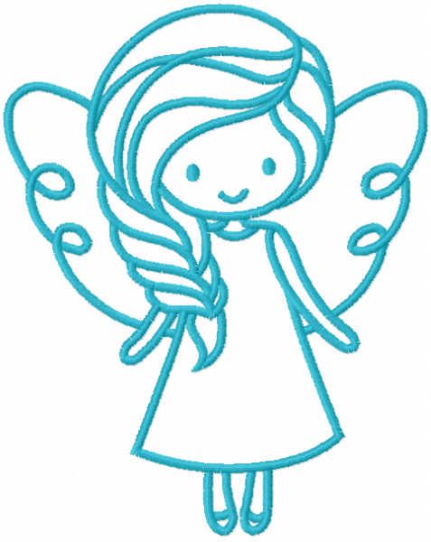 Cute blue fairy free embroidery design