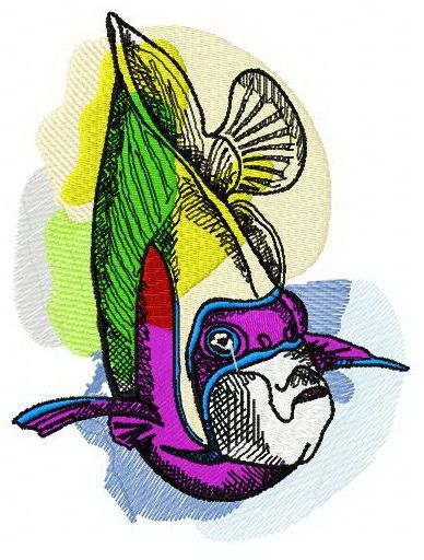 Tropical fish machine embroidery design