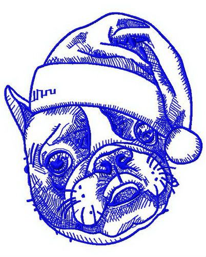 Christmas bulldog 3 machine embroidery design