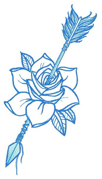 Wounded rose machine embroidery design