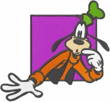 Thinking goofy embroidery design