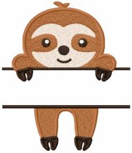 Sloth with monogram label embroidery design
